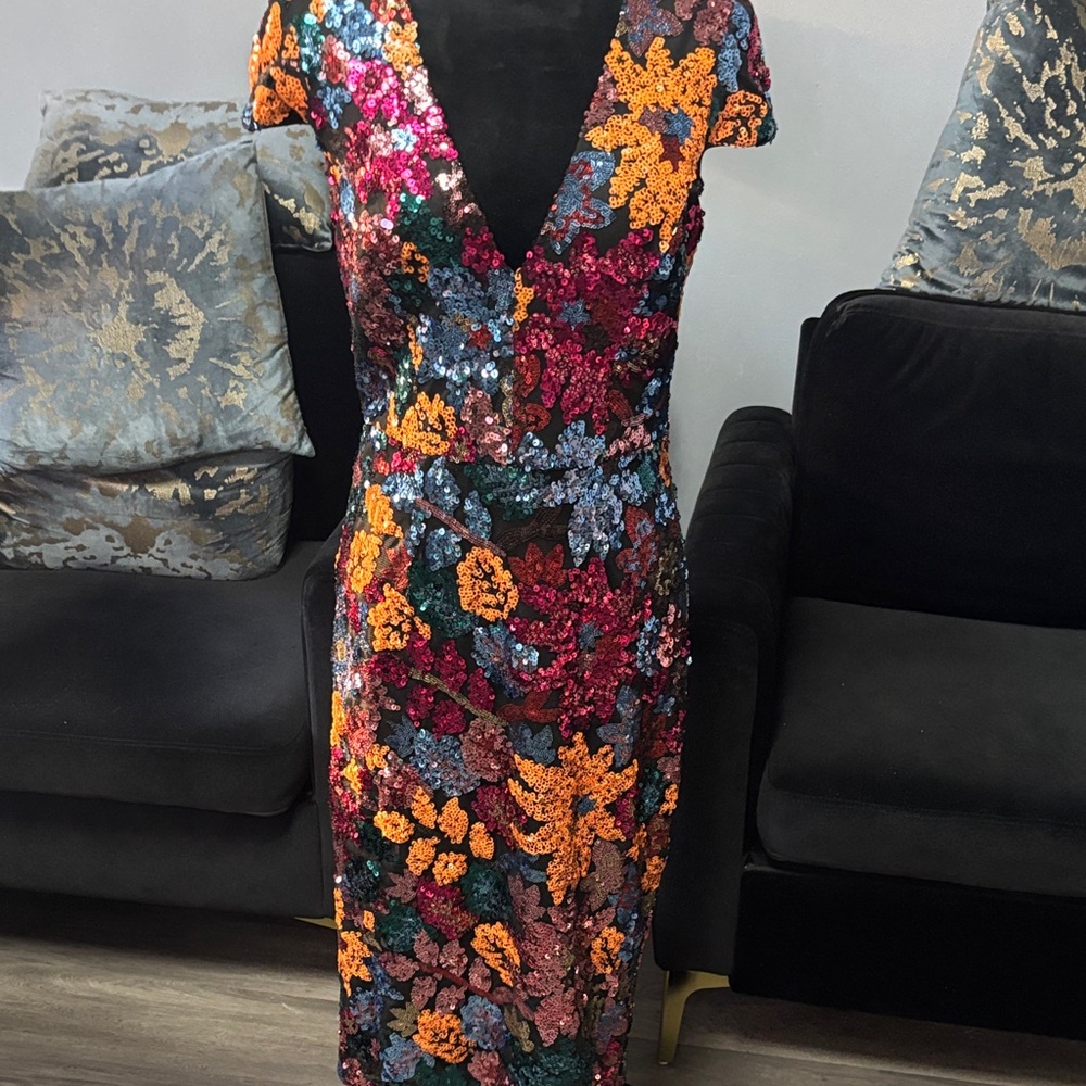 Dress the Population Multicolor Sequin Midi Dress